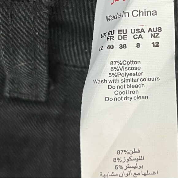 PrettyLittleThings Jeans Size 8 Washed Black Cargo Pocket Wide Leg Relaxed Fit - Picture 7 of 10